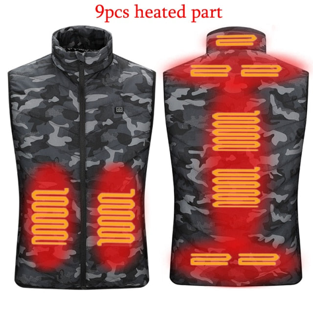 Electric Heated Vest USB Battery Pack Compatible - Camo